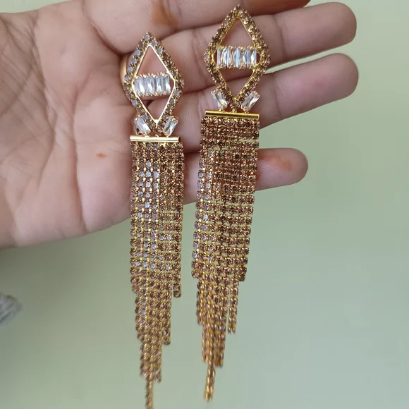 Studded Tassle earings - Picture 9 of 10